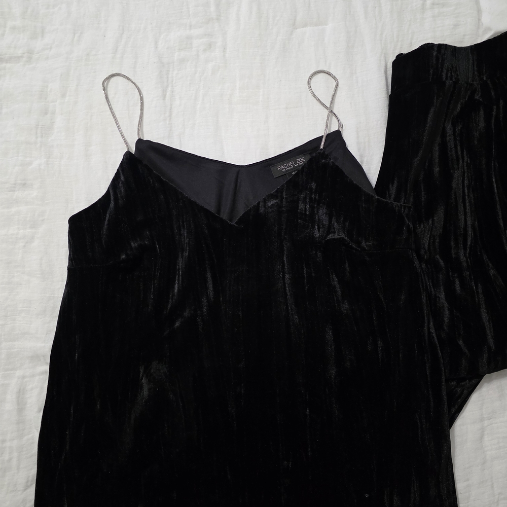 Rachel Zoe Black Velvet Dress with Silver Strap